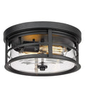 Two Light Matte Black Flush Mount Ceiling Fixture With Clear Glass Shade For Hallway Entryway Bedroom Porch 12 Inch Modern Close To Ceiling