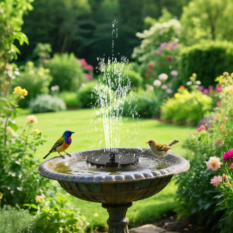 1W Solar Bird Bath Fountain Pump With 6 In 1 Nozzles for outdoor garden pond and pool, solar powered, floating fountain in bird bath