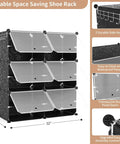 Space Saving 6 Tier Shoe Rack Organizer Holds 24 Pairs Free Standing Stackable Shoe Cabinet With 2 Versatile Hooks For Bedroom