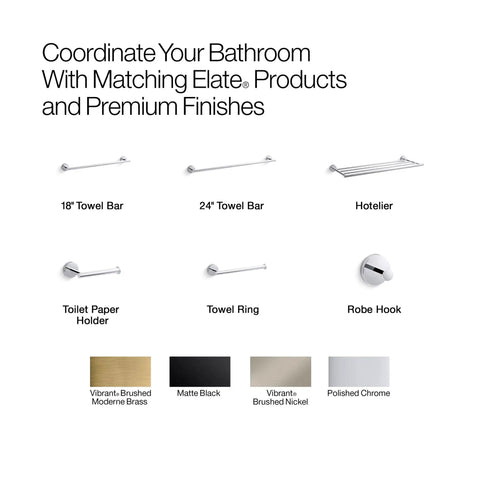 Elate Vertical Toilet Paper Holder In Polished Chrome Minimalist Metal Design with matching bathroom accessories in premium finishes