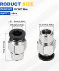 5 Pack Plug And Play Push To Connect Fittings For Pneumatic Systems 1 Quarter Inch OD Tube To 1 Eighth Inch NPT Male Nickel Plated Brass