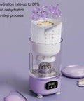 Game Changing Portable Mini Washing Machine Cordless Compact Laundry Spin Dryer Travel Ready Nifty Handheld Solution For Socks Underwear And Baby Laundry In Apartments Dorms, featuring a purple container and digital display.
