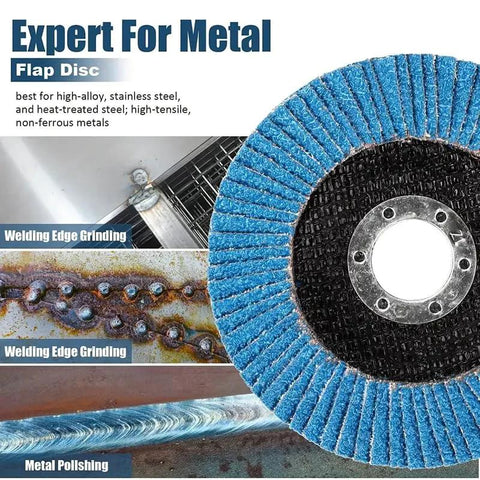 4-1/2 x 7/8 inch zirconia flap disc, high-density blue abrasive, 80 grit for metal grinding