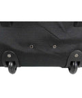 Bottom view of Beefy Wheeled Tool Duffel Bag With Slick Rollers And Rock Solid Handles, featuring sturdy rollers for easy transport.