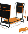 Heavy Duty Foldable Garden Kneeler And Seat With Two Tool Bags, adjustable metal frame, EVA cushion, side view dimensions