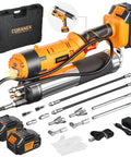 12000 PSI Cordless Electric Grease Gun Kit with Dual 4.0Ah Batteries, 40 Inch Flexible Hose, 90 Degree Coupler, LED Light, Case