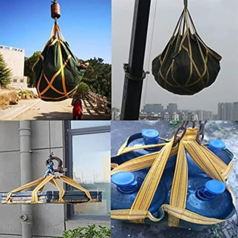 Heavy Duty Cargo Net Hoist With Thick Canvas Lifting Pad For Towing Rigging And Moving 150X150Cm lifting heavy loads safely