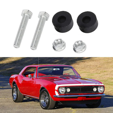 Heavy Duty Hood Adjustment Bumpers Stopper For Your Chevy Nova Or Classic Muscle Car Engine Bay Kit Made With Durable Aluminum Alloy And Rubber To Fix Sagging Prevent Rattling And Keep Gaps Perfect For Daily Cruising Or Show Time Use, with bolts and rubber pads
