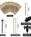 No More Squeaks Floor Repair Kit with 50 screws, alignment and depth guide, and joist finding tools displayed.