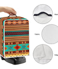 Real Deal Native American Geometric Stripe Waterproof Dust Cover Keeps Your Coffee Maker And Small Kitchen Appliances Totally Kickass Protected From Daily Wear While Being Pretty Dang Easy To Fold And Wash, shown on a coffee maker.