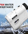 1000 Yard Golf Rangefinder With Slope And Pin Lock Vibration External Slope Switch, water splashes, IPX4 water resistance