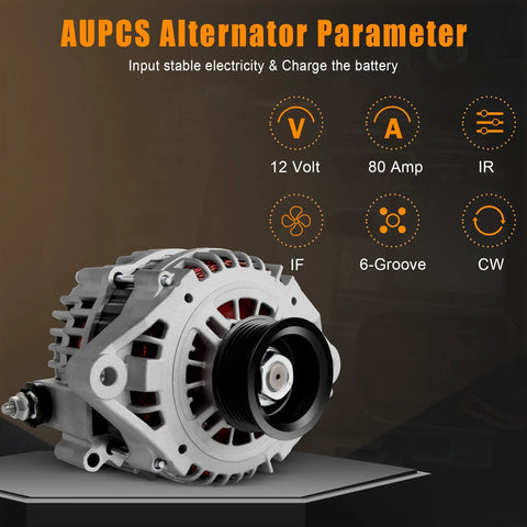 Alternator 80 Amp 12 Volt Replacement For Nissan Sentra 1.8L 2002 2006 LR180769 featuring high quality bearings