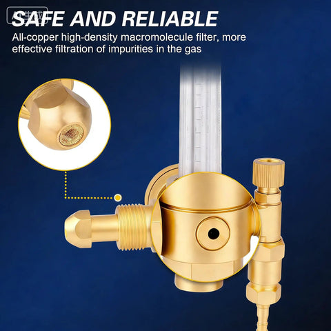 Argon CO2 MIG TIG Regulator With CGA580 Inlet For Welding, 0 To 4000 PSI And 0 To 180 CFH Flow, Dual Gauges For Easy Gas Monitoring, Plug And Play Regulator No Adapters Needed For MIG And TIG, brass gas filter