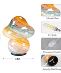 Pacifier Shaped Mushroom Lamp With Stepless Dimmable Glass Bedside Table Lamp, colorful Murano style with switch, bulb included
