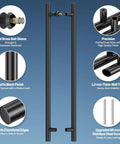 Matte Black Ladder Style Push Pull Door Handle Back To Back 36 Inch 900mm Long With 760mm Center To Center 304 Stainless Steel Heavy Duty