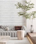 Living room with Peel And Stick Dope White Gray Wood Shiplap Wallpaper 511.8 Inch By 17.7 Inch Thickened Self Adhesive Removable Wall Covering