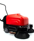 Top Shelf Electric Floor Sweeper Workhorse With A Spacious 41 Inch Sweep Path And Smart Three Brush Setup, red and black design.