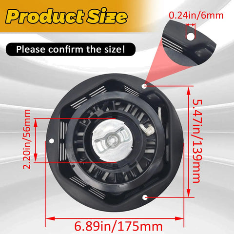 Heavy Duty Recoil Starter Compatible With Champion Generators 196cc 212cc 224cc Pull Start Assembly with size specifications