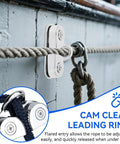 Beefy 316 Stainless Steel Cam Cleat With Rustproof Design, 6 To 15mm Rope Fit, installed on a boat with fairlead ring for line feeding