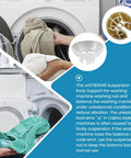 Person loading towels into washing machine; inset showing Washer Suspension Rod Kit For Whirlpool Kenmore Maytag Amana Machines details.