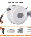 CW20 Retractable Garden Hose Reel 60 Foot 5 Eighth Inch Heavy Duty Water Hose Reel With Auto Rewind Any Length Lock And Swivel Bracket Light Grey