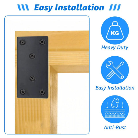 30 Pack 4x2 Inch Black Flat Mending Plates For Wood Repair Heavy Duty Stainless Steel Furniture Joint Connectors Includes Hardware on wood frame