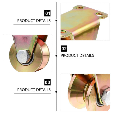 Heavy Duty V Type Groove Sliding Gate Pulley Block With Single Wheel Steel Track Roller For Industrial Sliding Doors 50V Rating Two Pack