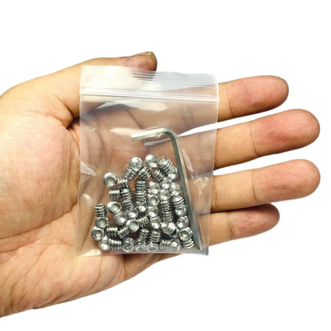 50 Piece Set Screws One Quarter Twenty By Three Sixteenths Inch 304 Stainless Steel Allen Head Hex Socket Grub Screws With Allen Wrench Beefy Heavy Duty Fasteners For Machinery And Tools Rust Resistant High Temp And Humidity Ready in a plastic bag on hand