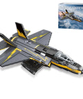 F-35B Lightning II Fighter Jet Building Blocks Set With 1268 Pieces Realistic Military Aircraft Display Model With Stand Open Cockpit
