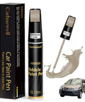 Car Paint Touch Up Pen For Scratch Repair In Champagne Gold shown with brush and sample stroke