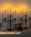 Flameless Taper Candles With Remote Timer And Dimmer Ivory Battery Operated Candle Sticks With Flickering Plastic Led Light For Window Decor 9.6 Inches Dope Halloween And Christmas on antique candle holders.