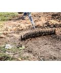 60 Inch Pro Garden Rake With Lightweight Aluminum Handle For Soil A Heavy Duty Gardening Tool For Spreading Mulch Dirt And Gravel Welded Head With Hardened Tines For Maximum Power And Precision In The Yard on soil