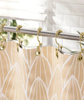 Gold Shower Curtain Hooks Rings 12 Pack Double Glide Stainless Steel Rust Resistant on bathroom rod with beige curtain