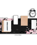 XL Gaming Mouse Pad With Anti Slip Rubber Base And Stitched Edges, Ultra Slick Glide, 31.5 x 11.8 Inches, Anime Black Cherry Blossom Design