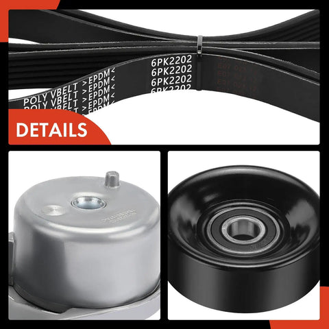 Serpentine Belt Drive Kit For 4.0L V6 Ford Explorer Sport Trac Ranger Mazda B4000 Mercury Mountaineer All In One Replacement With Tensioner Idler Pulleys And Belt