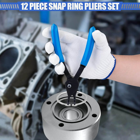 Pro Grade 12 Piece Snap Ring Pliers Set With Quick Switch for internal and external retaining rings