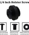 One Quarter Inch Black Chicago Screw Set Of Sixteen With Corrosion Resistant Build And Precision Threads close-up of screwdriver and rubber washers