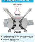 Front view of a 2-pack 2.5-inch stainless steel exhaust lap-joint clamp