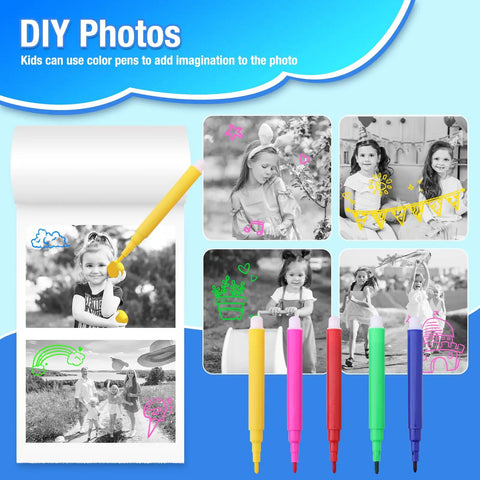 5 Rolls Refill Pack For Kids Instant Cameras HD Thermal Print Paper Set For Portable Photo Cameras No Ink BPA Free Easy Refill Sheets For Fun Snapshots And Creative Moments, kids coloring photos