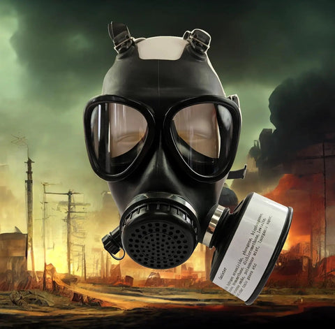 Rugged Full Face Gas Mask With 40mm NBC Filter For Civilian Prepper Survival, Reusable Tactical Respirator With Adjustable Straps And Hydration System For Everyday Emergencies