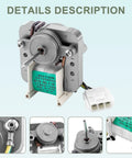 Refrigerator Evaporator Fan Motor Plug And Play Drop In Replacement With Wire Harness For 297309000 shown with details