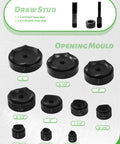 Heavy Duty 15 Ton Hydraulic Knockout Punch Driver Kit With Ten Die Set showing die sizes from 1/2 inch to 4 inch for electrical installations