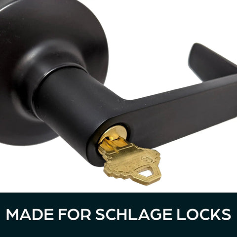 Lockout Key For Schlage Locks Exterior Door Lockout Tool inserted in black door handle