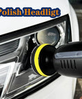 Kickstart Your Projects With This 41 Piece 3 Inch Hook And Loop Wet Dry Sanding Disc Set And Interface Pads For Woodworking Auto Body Repair And Metal Polishing Featuring Wide Grit Range That Makes Heavy Duty Surface Prep A Breeze No More Jams Or - polishing headlight using yellow and black sanding pad.