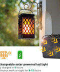 Hanging Solar Lanterns With 9 Modes Color Changing And Fixed Flickering Flame Waterproof Outdoor Lights mounted on wall