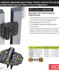 Multi-Adjustable Regular-Duty Gate Hinges For Self-Closing Gates Up To 55 Pounds In Metal, Wood And Vinyl, black, shown with specs