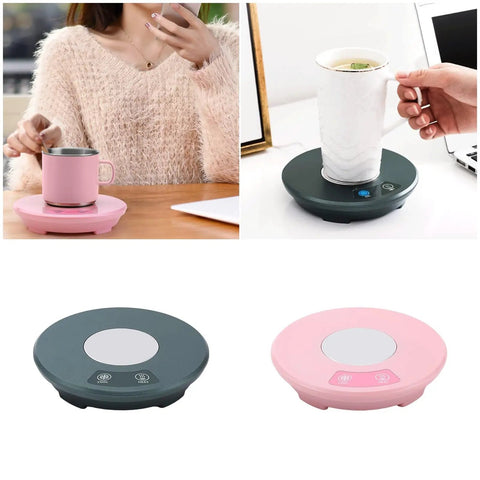 Electric Desk Cup Warmer And Cooler For Coffee Mugs Cans Bottles Precise Hot Cold Temp Control with pink and gray designs