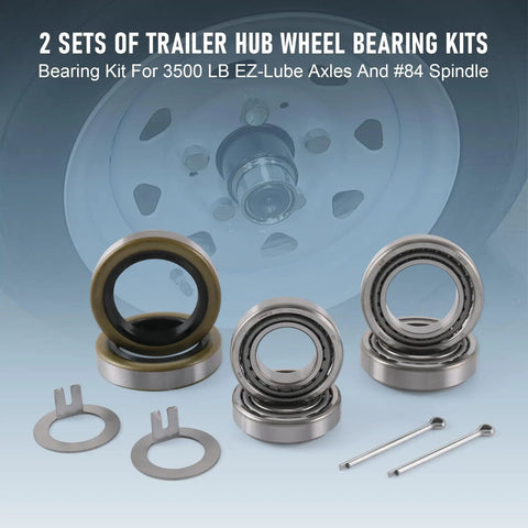 Heavy Duty Axle Bearing Kit For 3500 Lb EZ Lube Spindle 84 Includes Inner Bearings L68149 L68111 Outer Bearings L44649 L44610