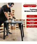 Slick Portable Folding Table Saw With Hassle Free Hookup And Big Power Three Thousand Watt Motor engineered for fast desktop wood cutting in use.