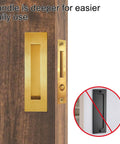 Recessed Finger Flush Pulls With Edge Pull For Pocket Doors, Stainless Steel Hardware In Gold Finish, 4.72 Inch Long, Installed View